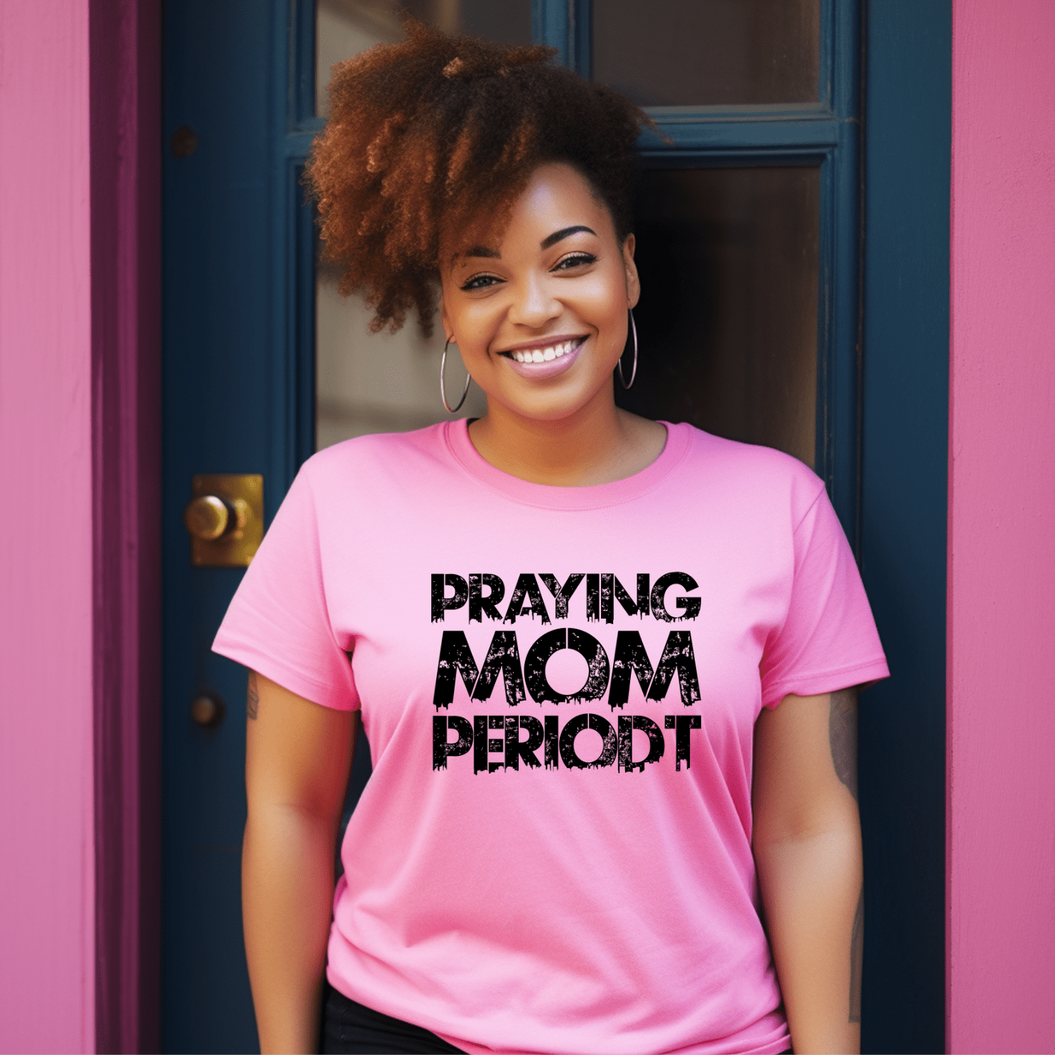Premier Glory Wear Praying Mom Periodt T-Shirts (Black Font)