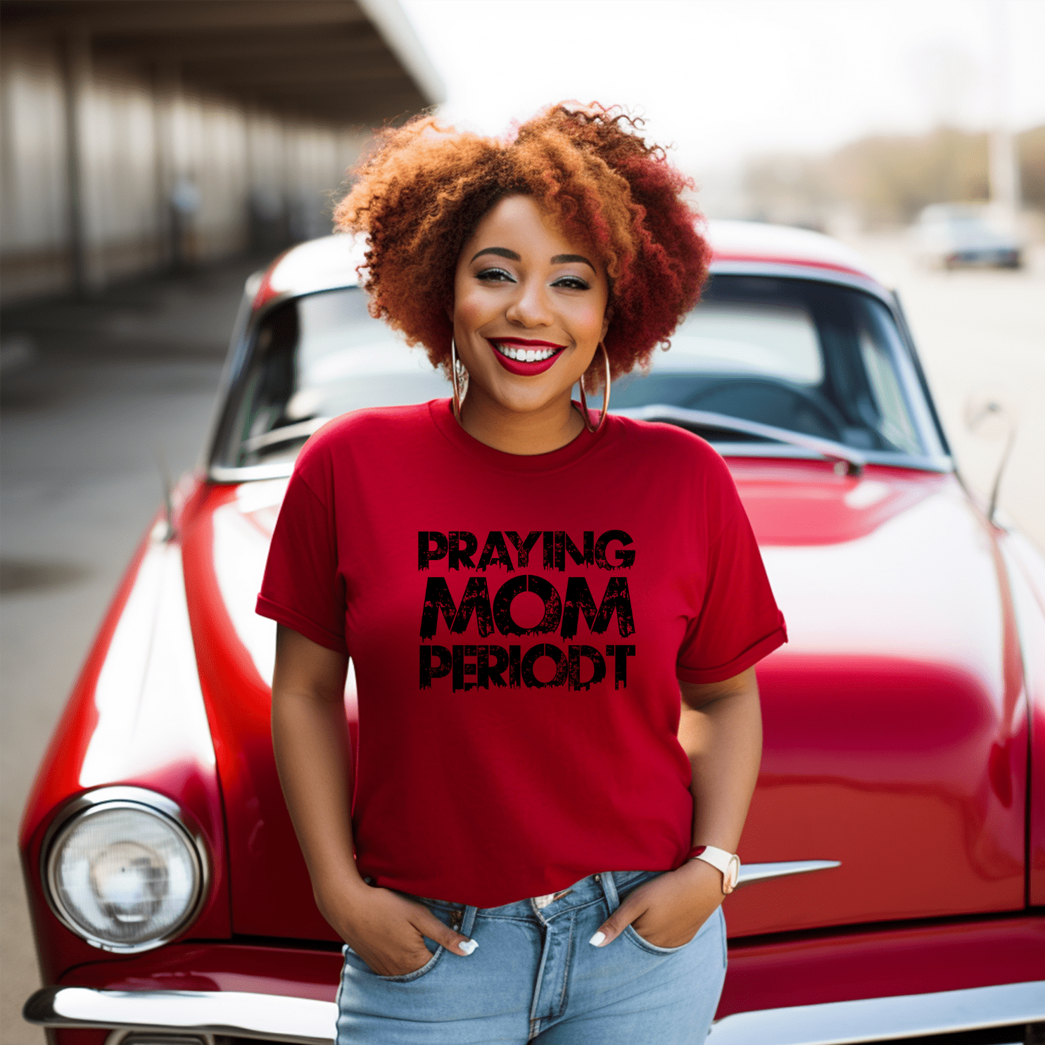 Premier Glory Wear Praying Mom Periodt T-Shirts (Black Font)
