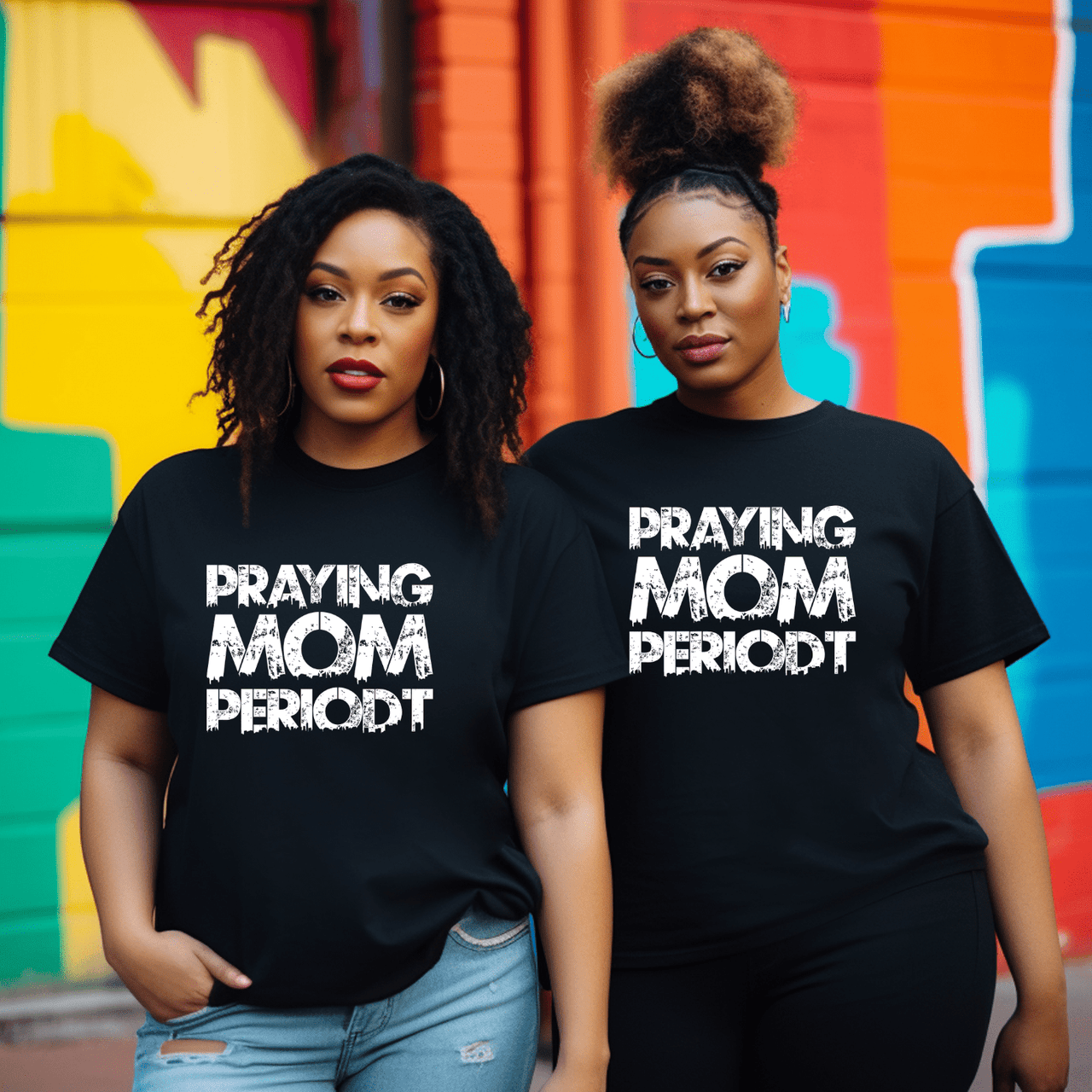 Premier Glory Wear Praying Mom Periodt (White Font) Women's Fitted T-Shirts