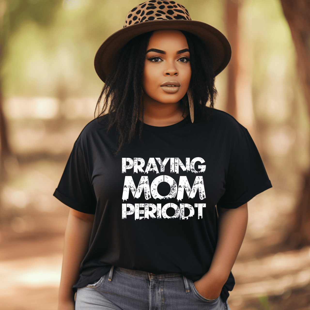 Premier Glory Wear Praying Mom Periodt (White Font) Women's Fitted T-Shirts