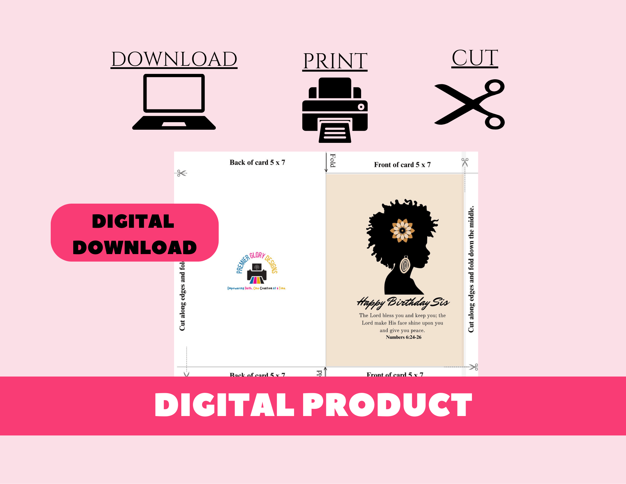 Premier Glory Wear Digital Prayer Cards Sister Friend Christian Birthday Cards – Printable Faith Set