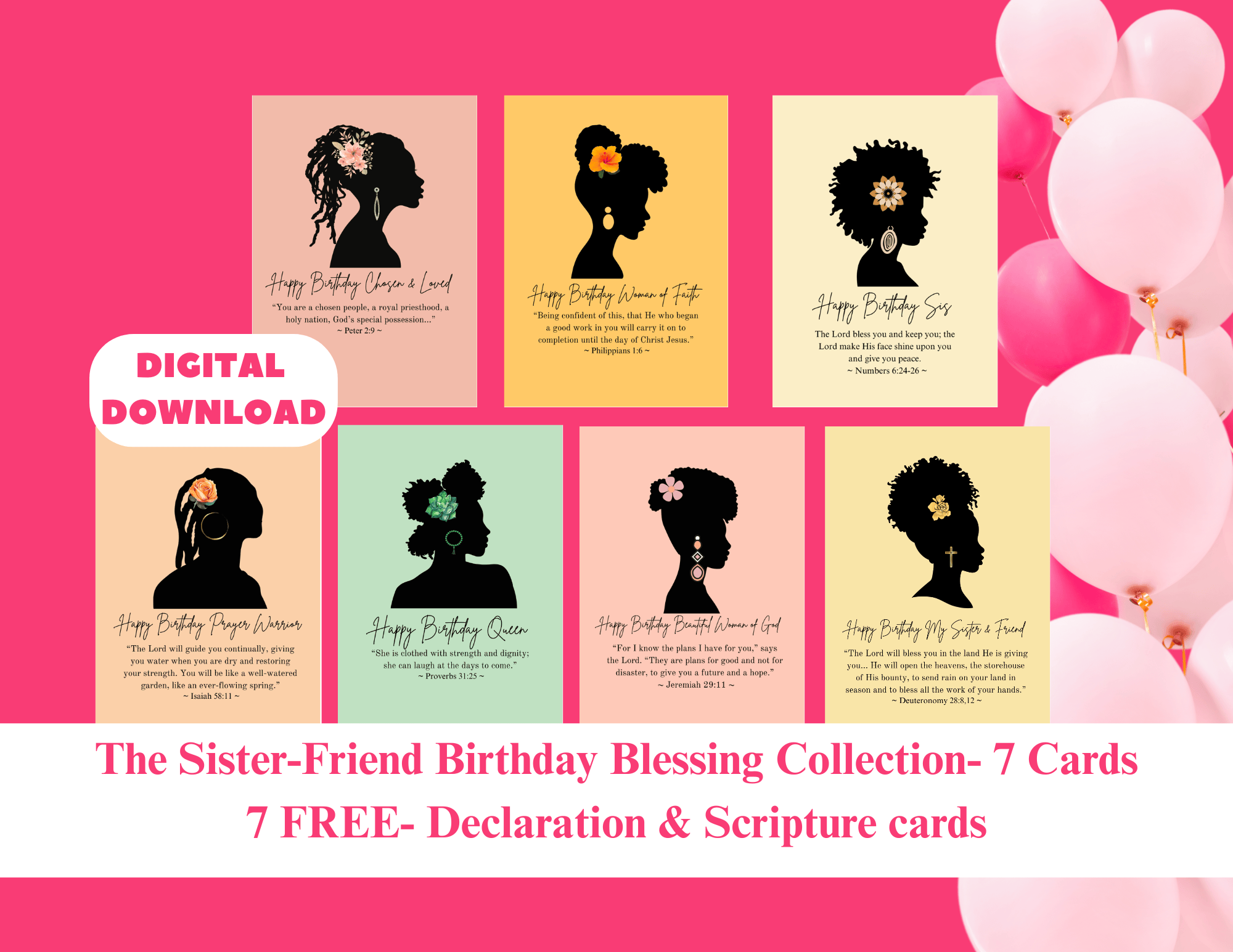 Premier Glory Wear Digital Prayer Cards Sister Friend Christian Birthday Cards – Printable Faith Set